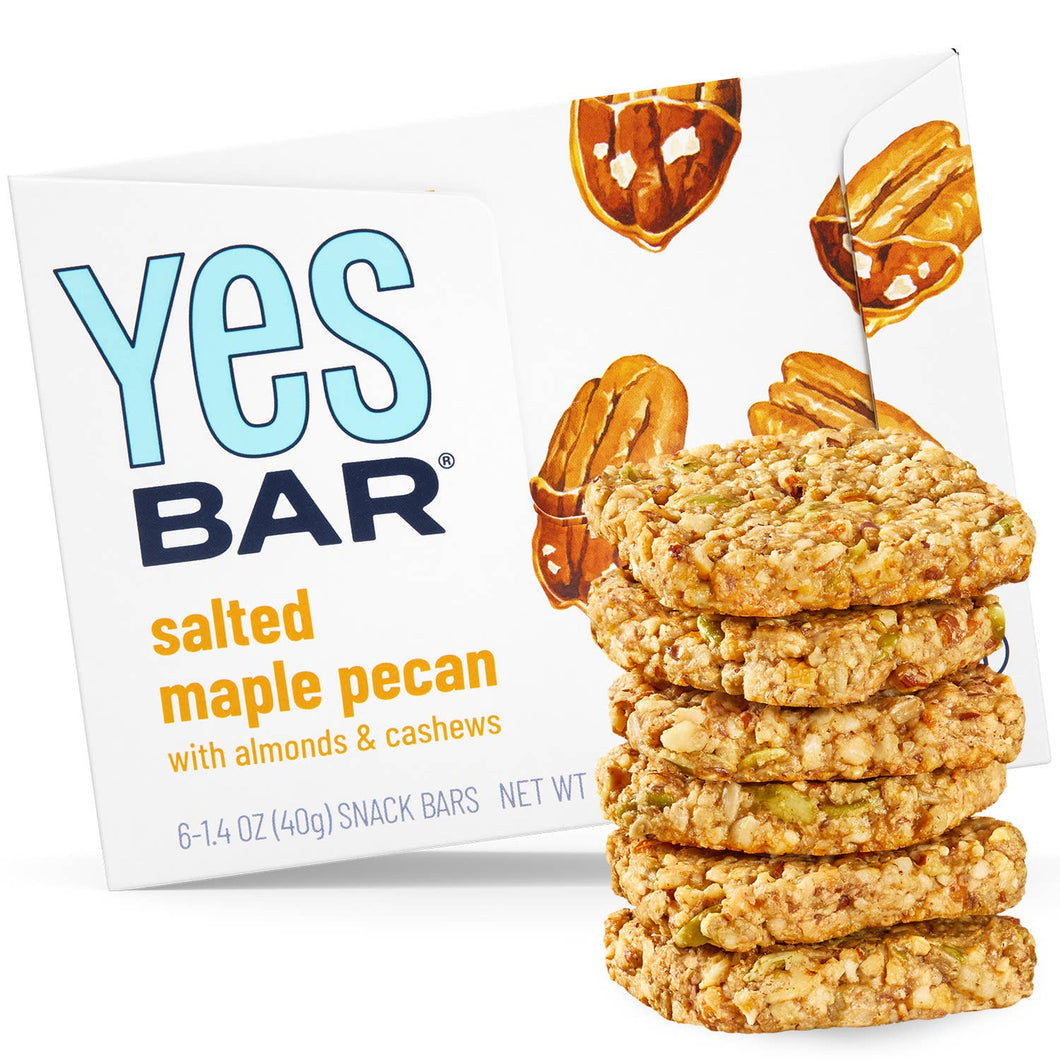 YES BAR - World's Best Tasting Snack Bar® - Salted Maple Pecan - Gourmet Plant-Based Snack Bar